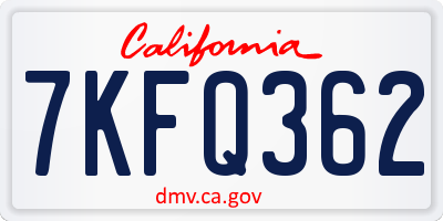 CA license plate 7KFQ362
