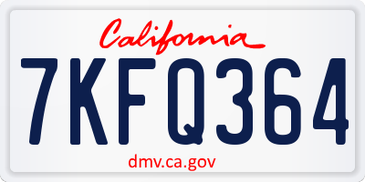 CA license plate 7KFQ364