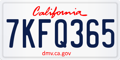 CA license plate 7KFQ365