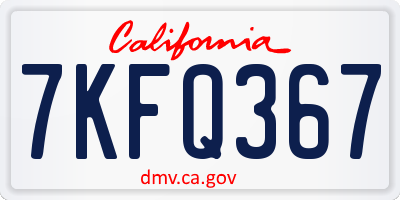 CA license plate 7KFQ367