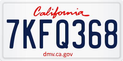 CA license plate 7KFQ368