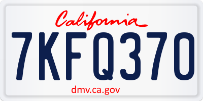 CA license plate 7KFQ370