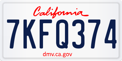 CA license plate 7KFQ374