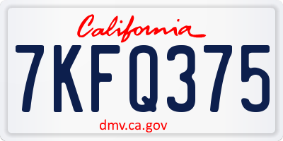 CA license plate 7KFQ375