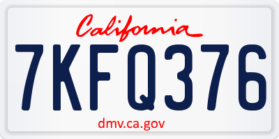 CA license plate 7KFQ376