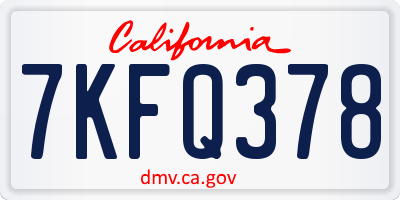 CA license plate 7KFQ378