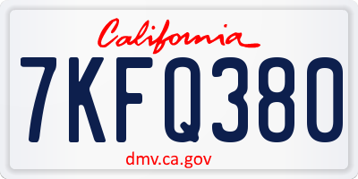 CA license plate 7KFQ380