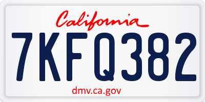 CA license plate 7KFQ382