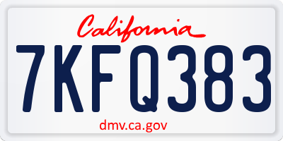 CA license plate 7KFQ383