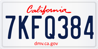CA license plate 7KFQ384