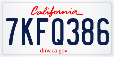 CA license plate 7KFQ386