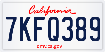 CA license plate 7KFQ389