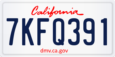 CA license plate 7KFQ391