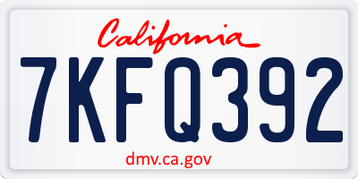 CA license plate 7KFQ392