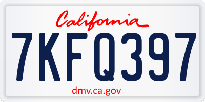 CA license plate 7KFQ397