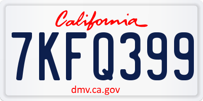 CA license plate 7KFQ399