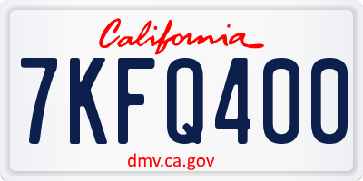 CA license plate 7KFQ400