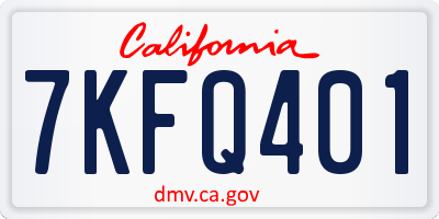 CA license plate 7KFQ401