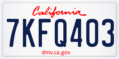 CA license plate 7KFQ403