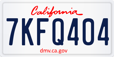 CA license plate 7KFQ404
