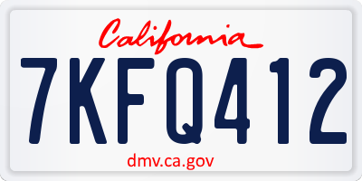 CA license plate 7KFQ412