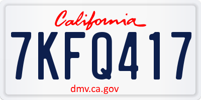 CA license plate 7KFQ417