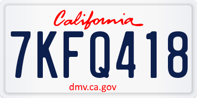 CA license plate 7KFQ418