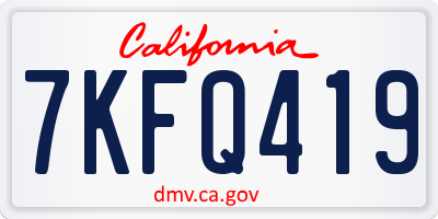 CA license plate 7KFQ419