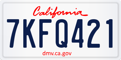 CA license plate 7KFQ421
