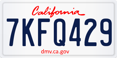 CA license plate 7KFQ429