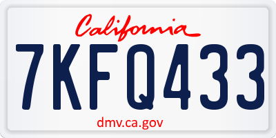 CA license plate 7KFQ433
