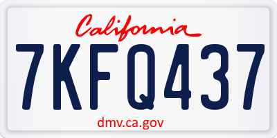 CA license plate 7KFQ437