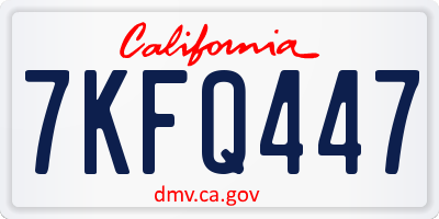CA license plate 7KFQ447