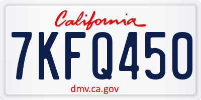 CA license plate 7KFQ450