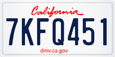 CA license plate 7KFQ451