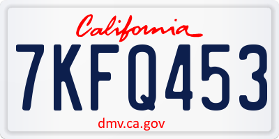 CA license plate 7KFQ453