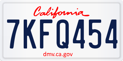 CA license plate 7KFQ454