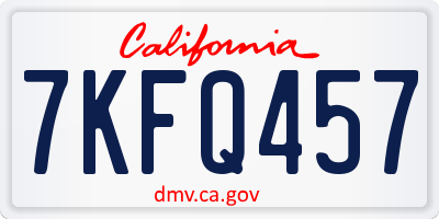 CA license plate 7KFQ457