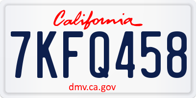 CA license plate 7KFQ458