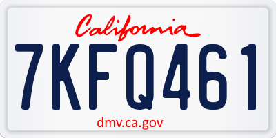 CA license plate 7KFQ461