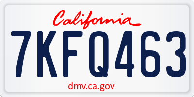 CA license plate 7KFQ463
