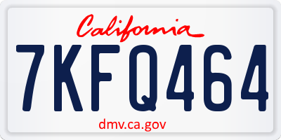 CA license plate 7KFQ464
