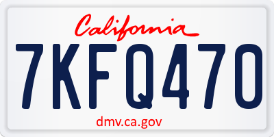 CA license plate 7KFQ470