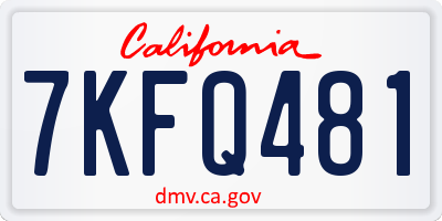 CA license plate 7KFQ481