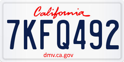 CA license plate 7KFQ492