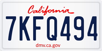 CA license plate 7KFQ494