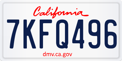 CA license plate 7KFQ496