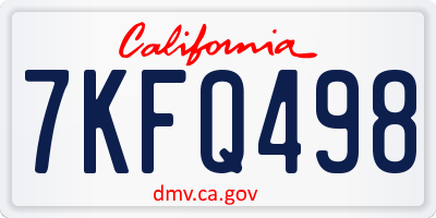 CA license plate 7KFQ498