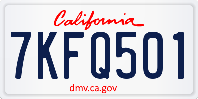 CA license plate 7KFQ501