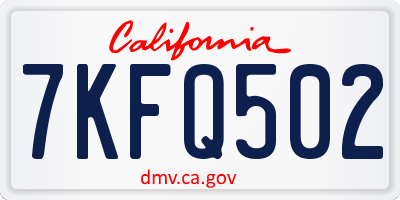 CA license plate 7KFQ502
